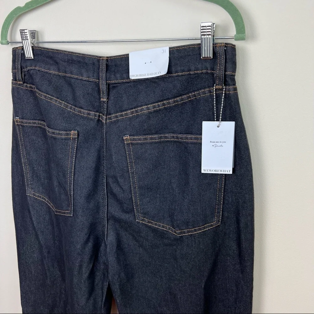 NWT WeWoreWhat High Rise Dad Jean‎ in Dani Blue & Black